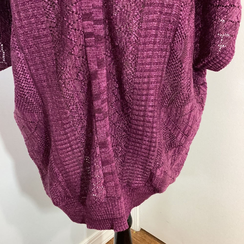 NWT DRESS BARN WOMAN 1X MELANGE PLUM CROCHET SWEATER VEST  V-NECK PULLOVER - Picture 8 of 11